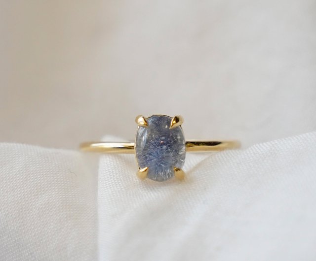 Dumortierite in Quartz K18 Ring - Shop Thalatta General Rings - Pinkoi