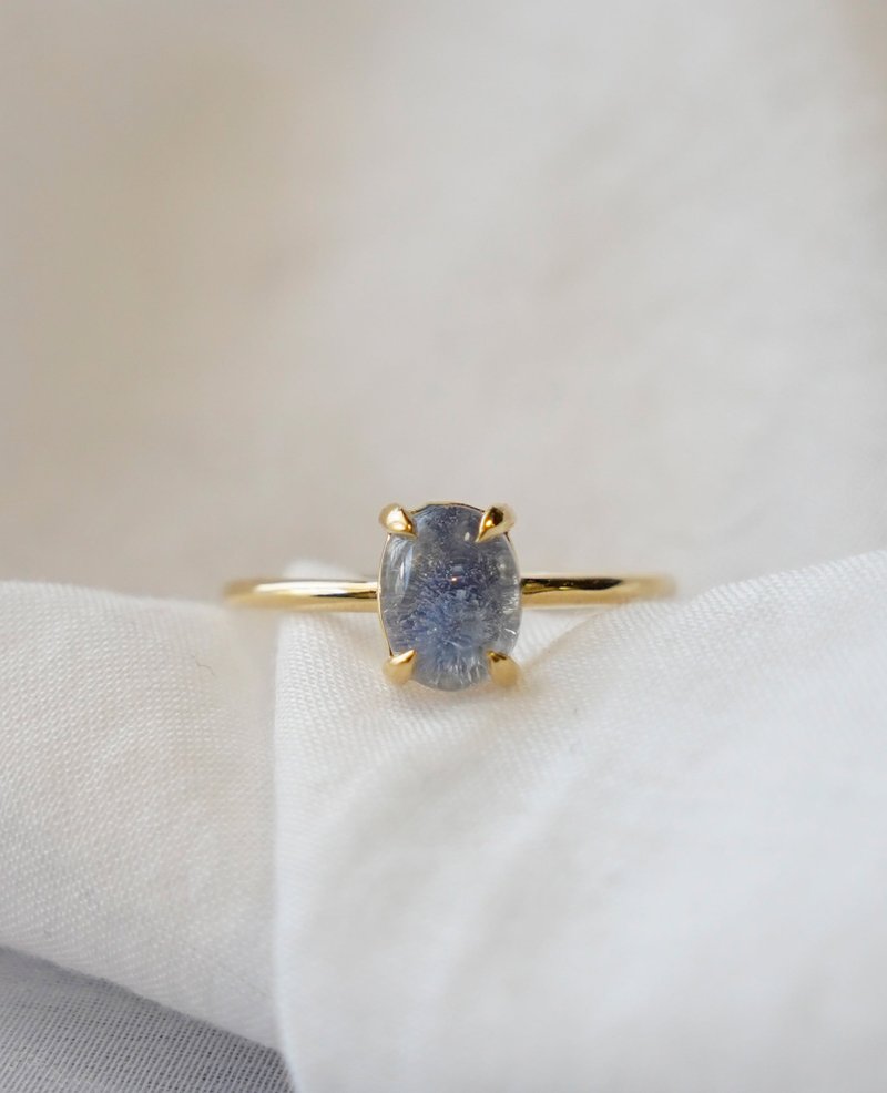 K18 Dumortierite in Quartz(デュモルチェライトインクォーツ)Ring - 戒指 - 其他金屬 藍色