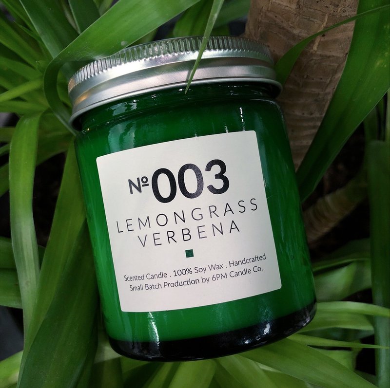 003 LEMONGRASS VERBENA Citrus Scented Candle Space Diffuser - Fragrances - Glass Green