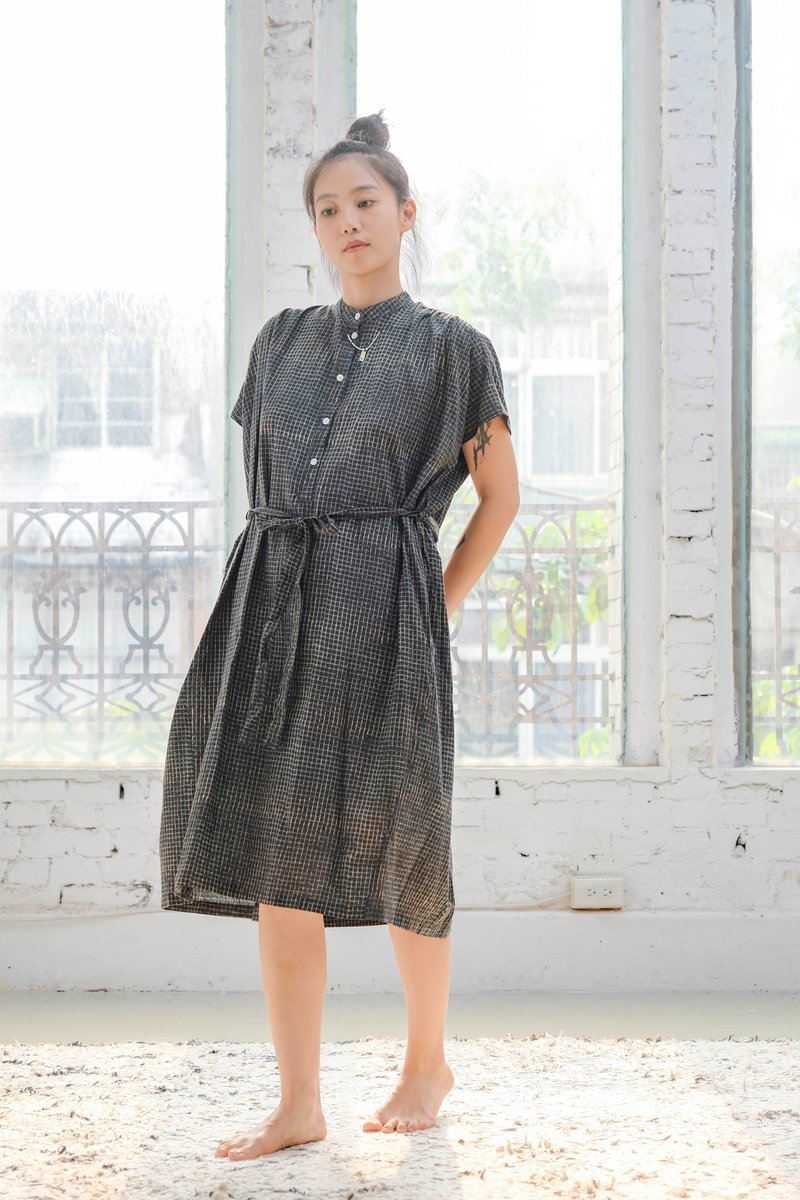 maru 洋裝 小格紋 green - 洋裝/連身裙 - 棉．麻 綠色
