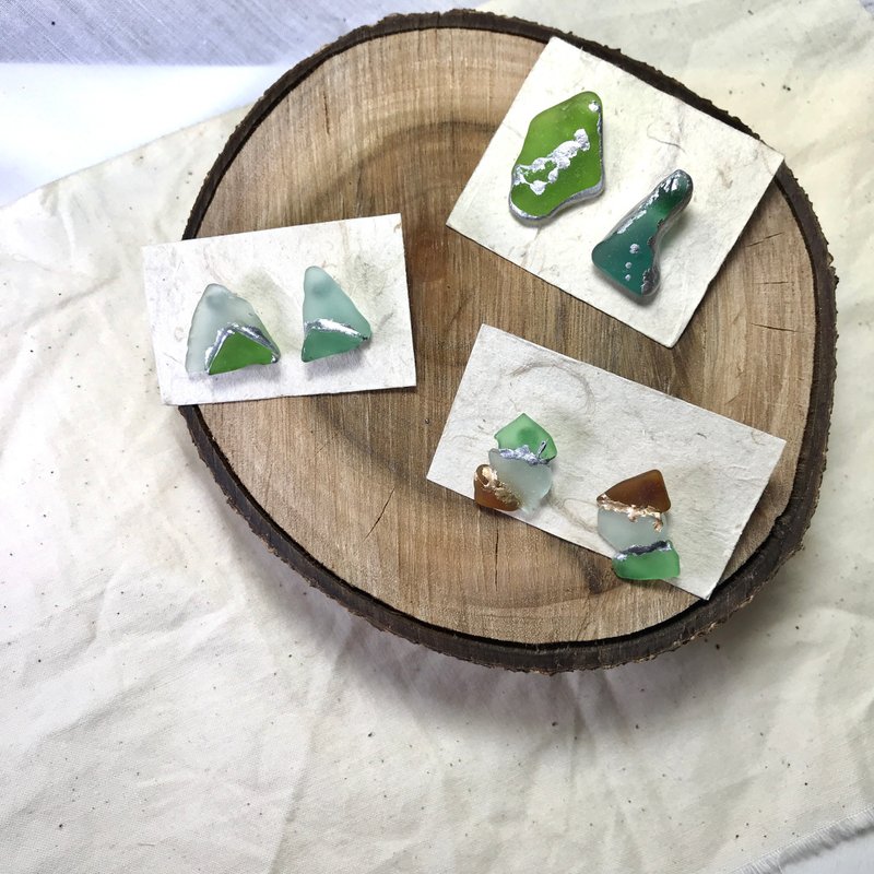 【SISIRE |永續珠寶海玻璃】海玻璃耳環 海廢飾品 - 耳環/耳夾/耳骨夾 - 玻璃 