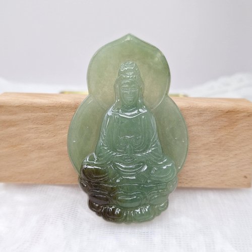 緣圓翡翠 冰油清觀音吊墜牌件 | 天然緬甸玉A貨翡翠
