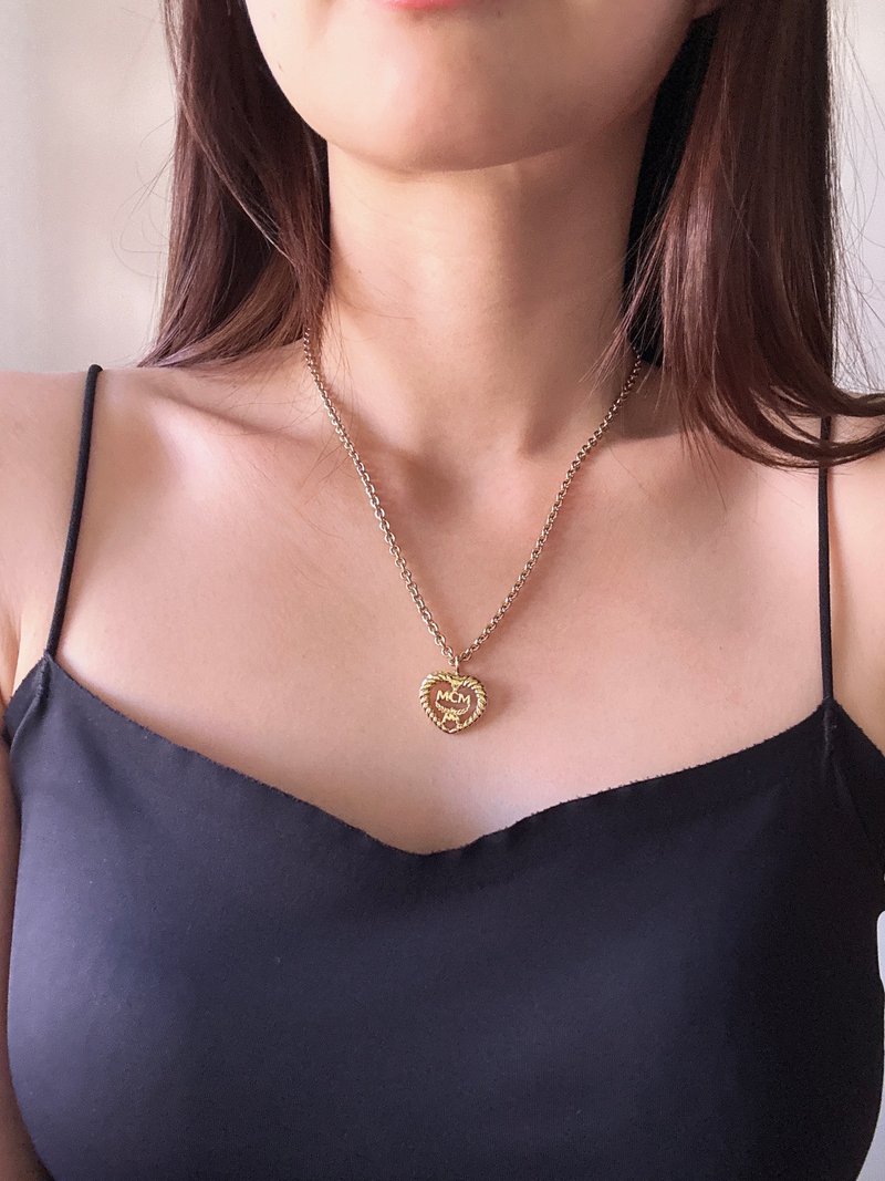 中古正品 MCM 愛心天使鍍金項鏈 德國製 禮物 罕有重工首飾 - 項鍊 - 其他金屬 金色