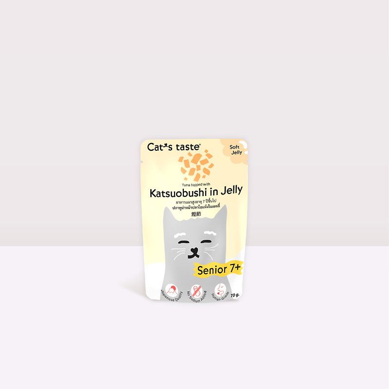 Cat's Taste Senior 7 Years Old + Tuna and Bonito Jelly Cat Food - Dry/Canned/Fresh Food - Fresh Ingredients 