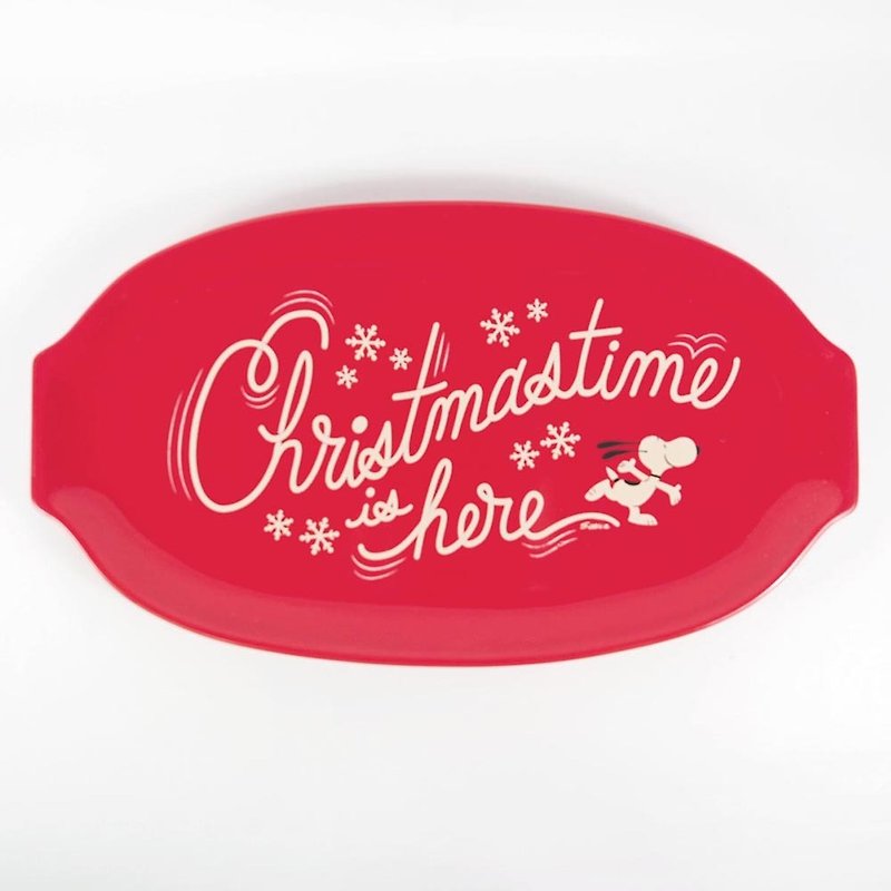 Snoopy Ellipse Dinner Plates - Welcome Christmas [Hallmark-Peanuts ™ Christmas Gifts] - Cookware - Pottery Red
