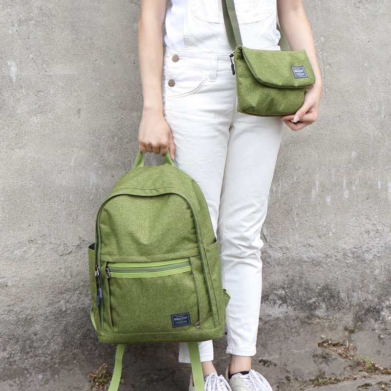 Dark chain storage backpack - Linen green_105177 - กระเป๋าเป้สะพายหลัง - วัสดุอื่นๆ สีเขียว