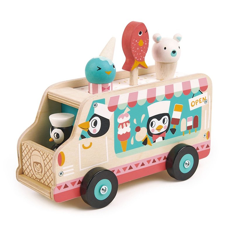 企鵝老闆冰淇淋車 - 嬰幼兒玩具/毛公仔 - 木頭 