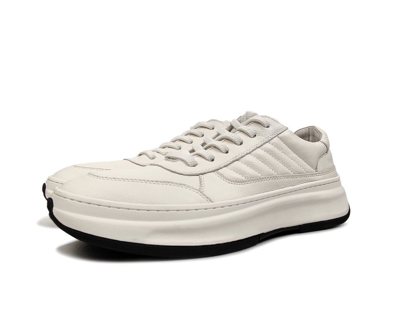 Genuine leather hand-washed sneakers-931216 - Men's Running Shoes - Genuine Leather White