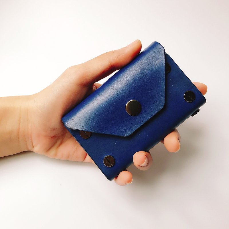 Leather Hand-made Card Holder - ที่เก็บนามบัตร - หนังแท้ สีน้ำเงิน
