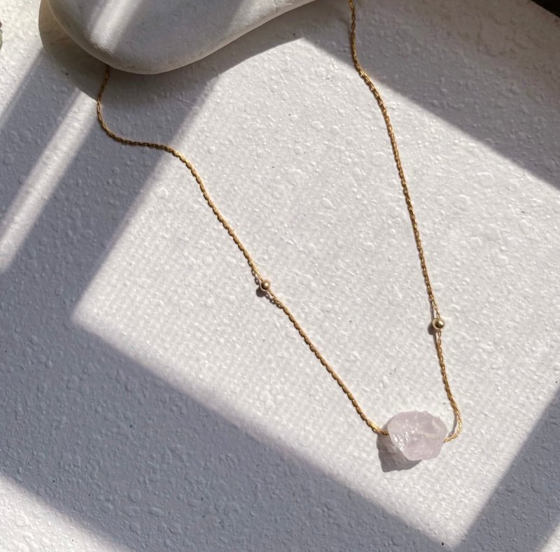 滑動金珠項鍊_原礦粉晶 - 項鍊 - 24k 金 