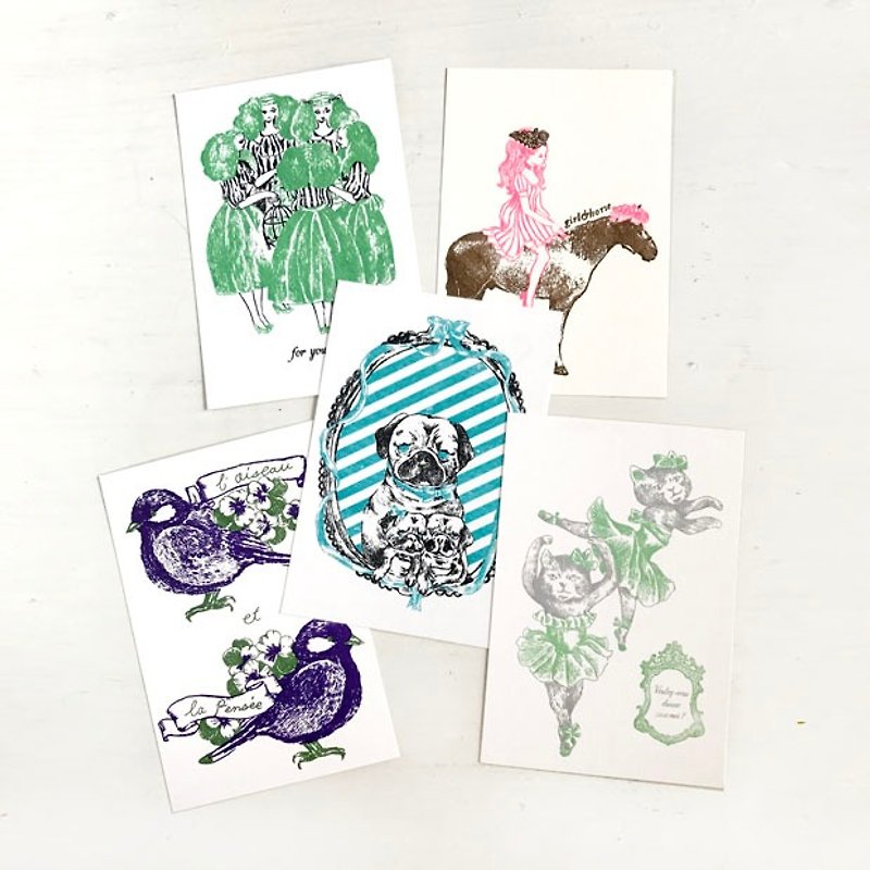 動物のポストカード　5枚セット - 卡片/明信片 - 紙 綠色