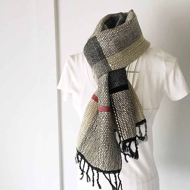 Unisex hand-woven scarf "Gray & Black Mix" - Scarves - Wool Black