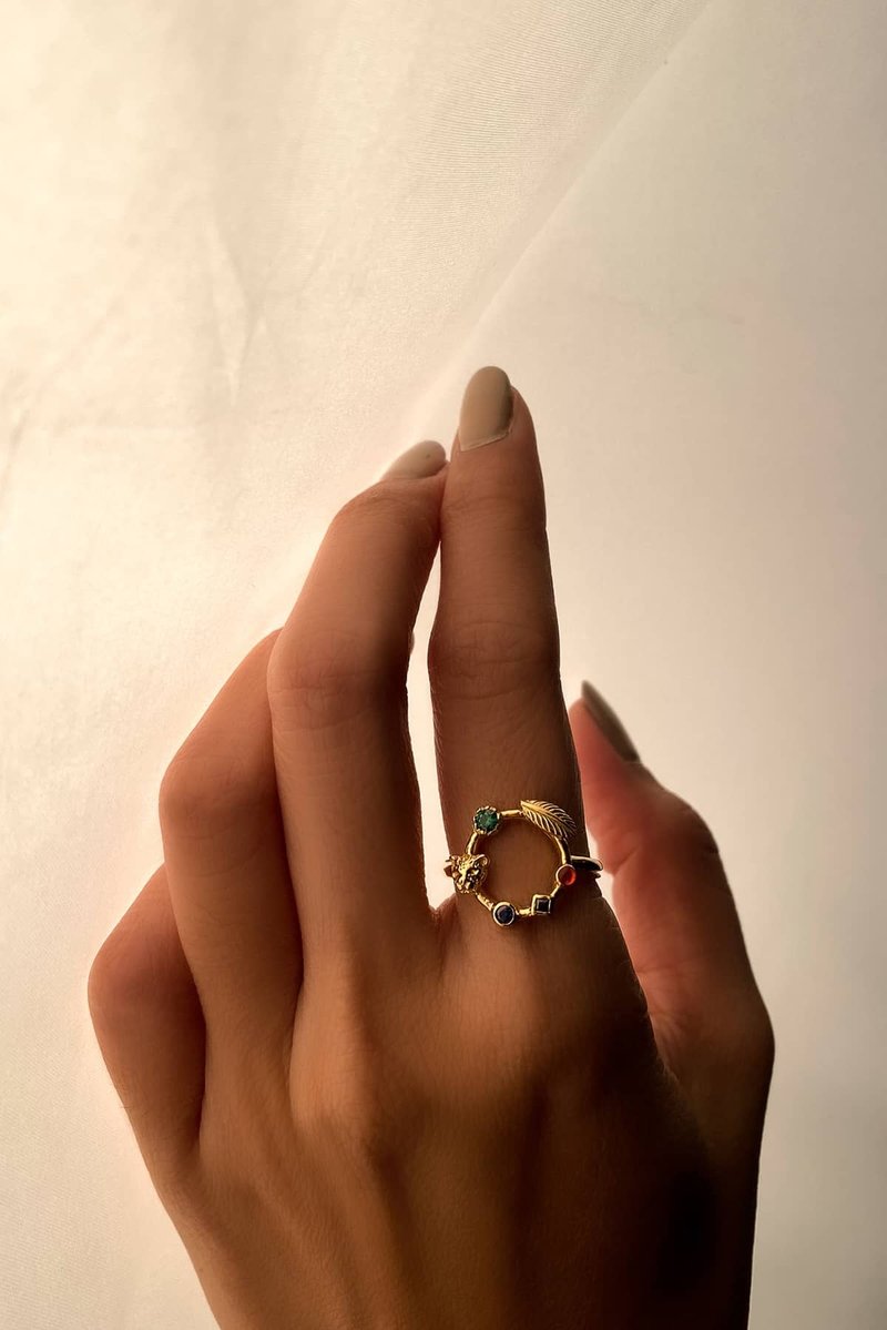 Circle Leopard Ring, Leopard Ring, 925 Sterling Silver Ring. - 戒指 - 純銀 金色