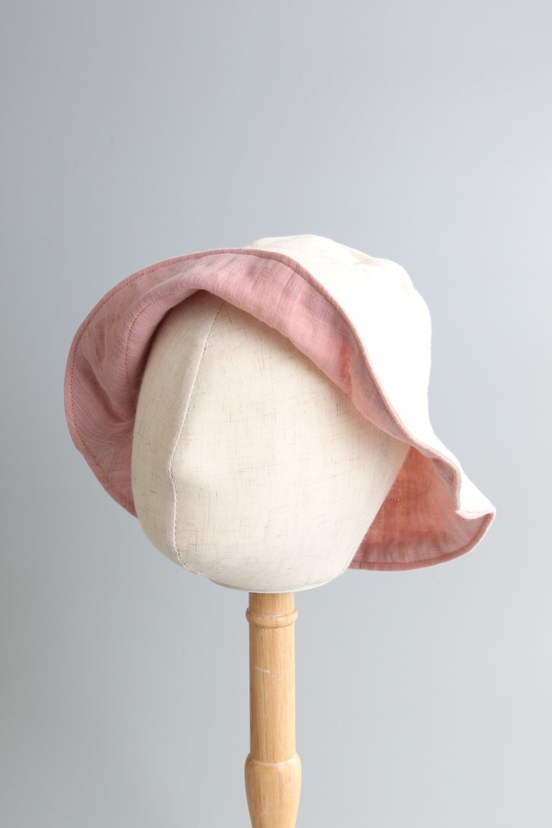 Kids Series | Summer Double-sided Simple Cap Series | Simple Daily Wear | Grey Brown Light Pink - Other - Cotton & Hemp Pink