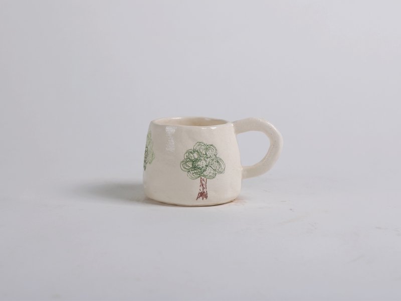 /Summer Tree/ 手ごね陶器カップ - マグカップ - 陶器 多色