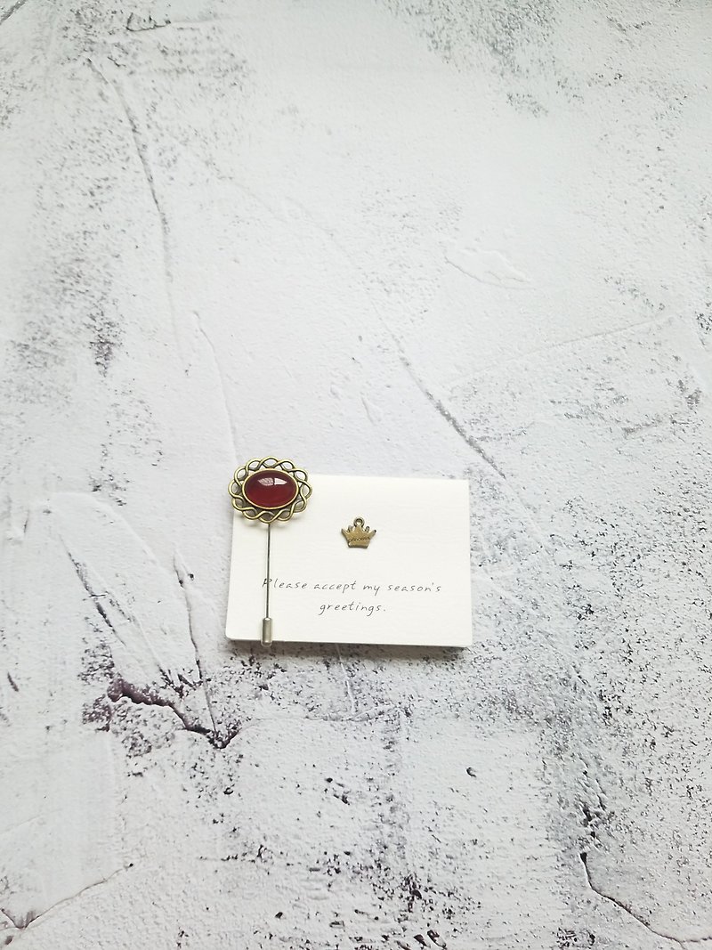 Ancient bronze garnet brooch pin pin - Brooches - Gemstone Red