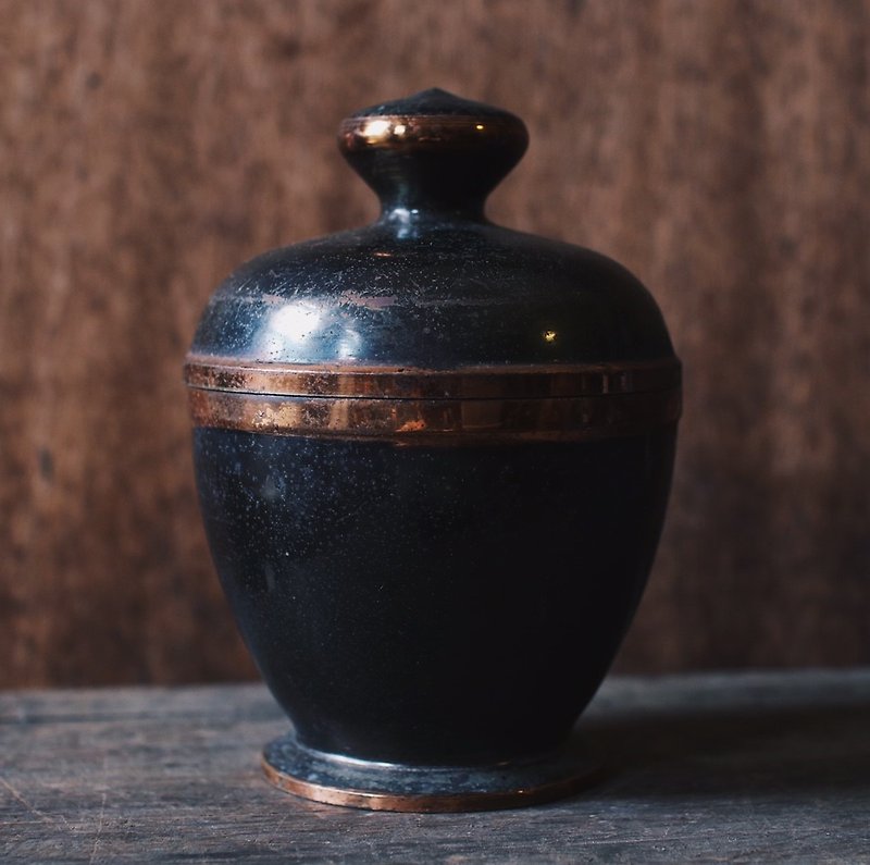 Antique red copper Chinese medicine jar - กล่องเก็บของ - ทองแดงทองเหลือง สีนำ้ตาล