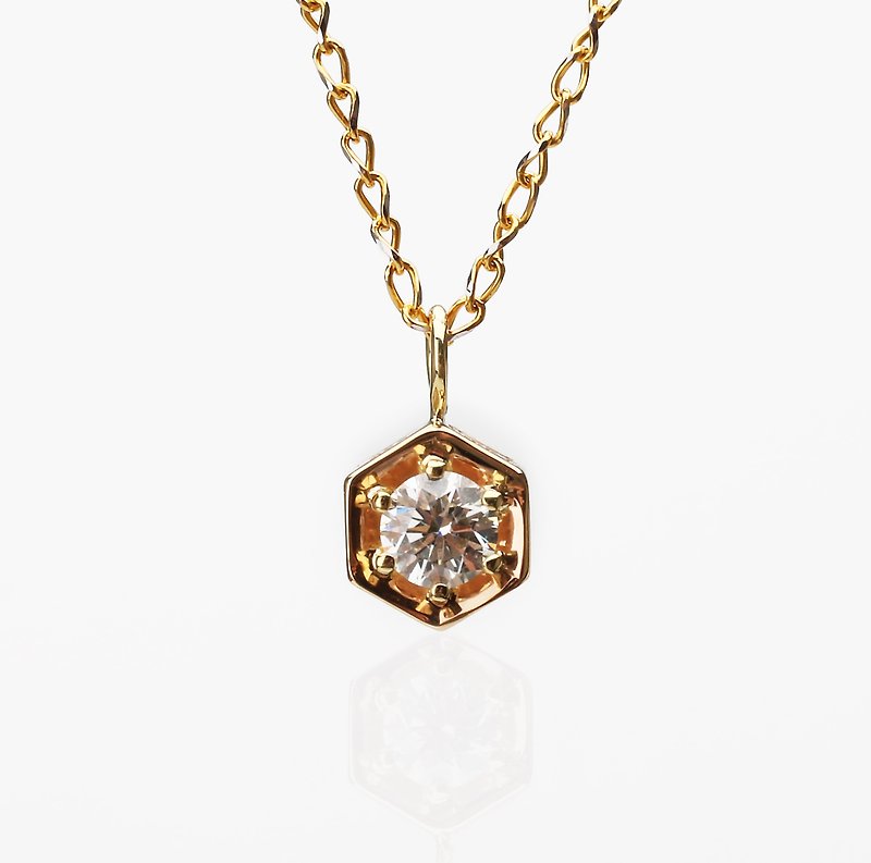 Hand x 925 sterling silver swarovski / natural corundum Gemstone jewelry light [-] story hexagonal necklace - สร้อยคอ - เงินแท้ สีเงิน