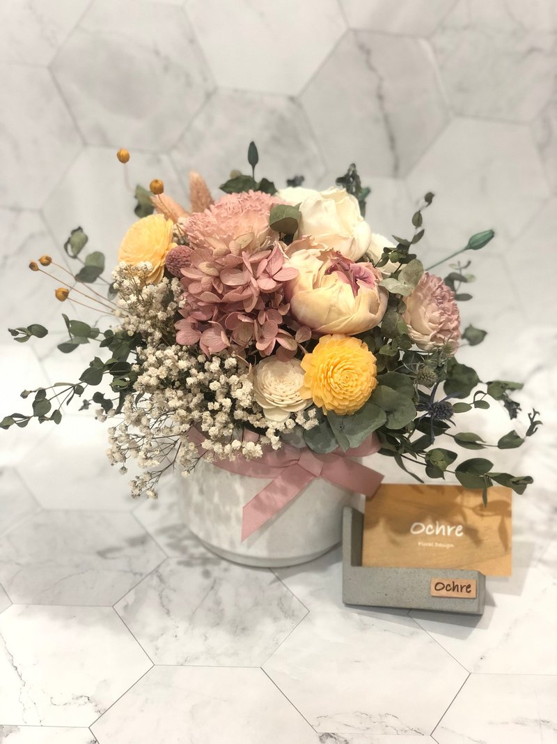 Ochre 開幕 喬遷 喜慶 祝賀花禮 桌花 盆花 花禮 花盒 - 乾燥花/永生花 - 植物．花 粉紅色