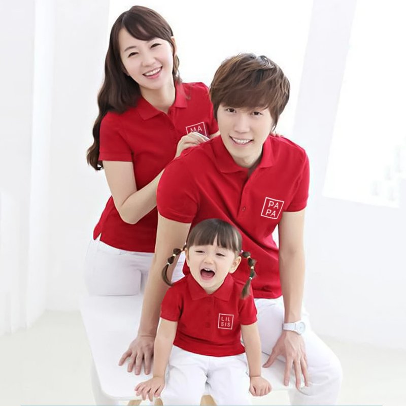 [Parent-child clothing]] Customized polo shirts, parent-child clothing, custom-made family clothing shirts, Polo T-shirts - ชุดครอบครัว - ผ้าฝ้าย/ผ้าลินิน หลากหลายสี