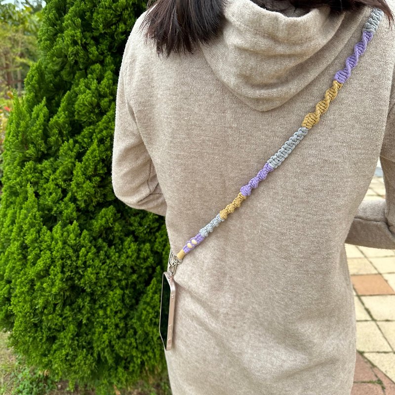 Macrame Phone Strap 3 Colours with wooden beads - Lanyards & Straps - Cotton & Hemp 