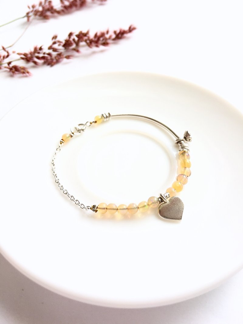 Ops Opal Gemstone Silver Simple Bracelet - สร้อยข้อมือ - โลหะ สีทอง