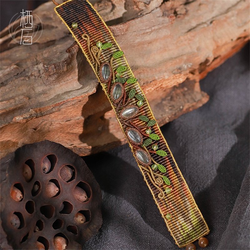 Qi Stone's original poetry and painting is wood waiting for spring Chinese style jewelry DIY hand-knitting tutorial material package - เย็บปัก/ถักทอ/ใยขนแกะ - งานปัก 