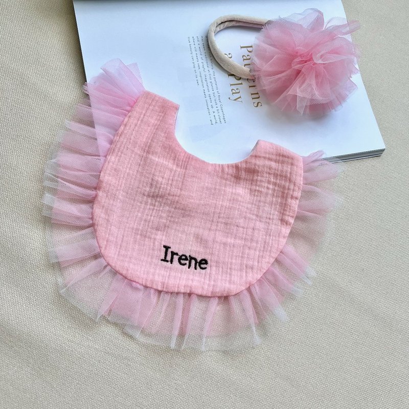 [Customized Embroidery - Moon Ceremony] Dream Princess Dancing Gauze Mouth Towel Flower Headband - Bibs - Cotton & Hemp Multicolor