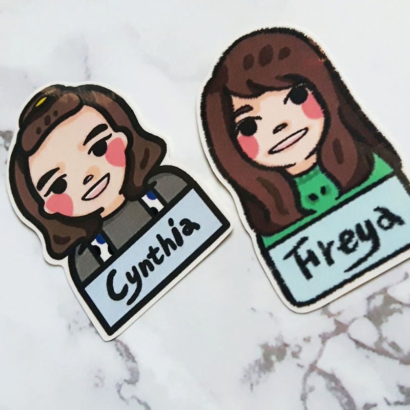 / Hello, this is me / Customized portrait name sticker - Stickers - Waterproof Material 