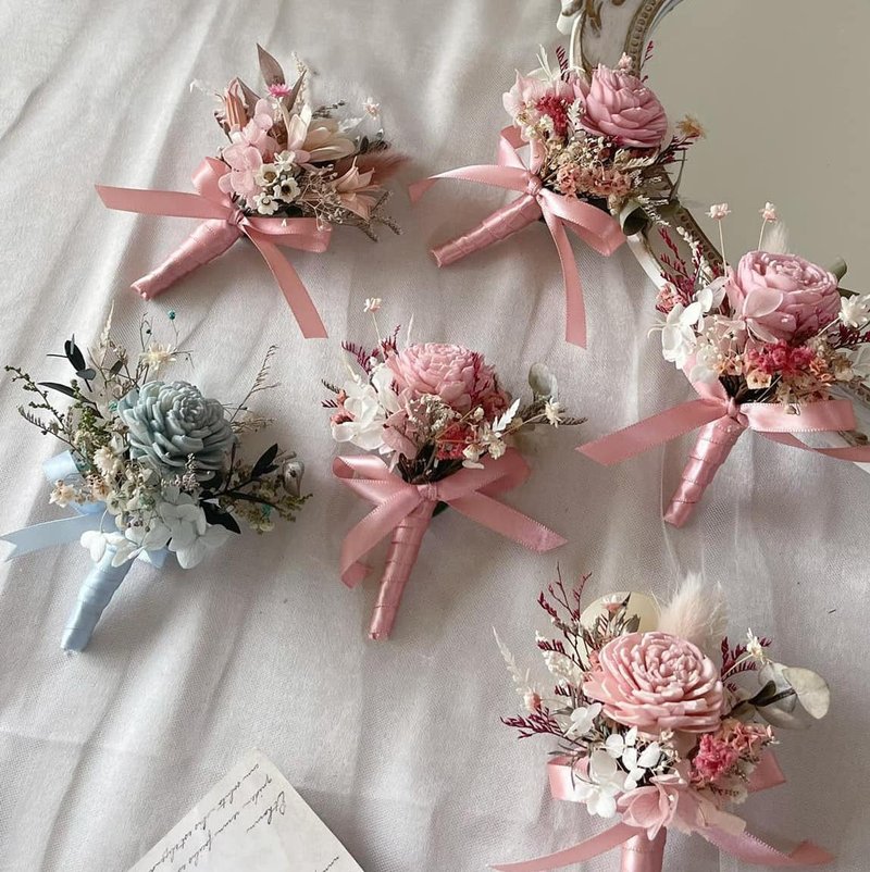 【婚禮胸花】擴香胸花 婚禮 擴香花 乾燥花 新娘 手綁捧花 - 乾燥花/永生花 - 植物．花 