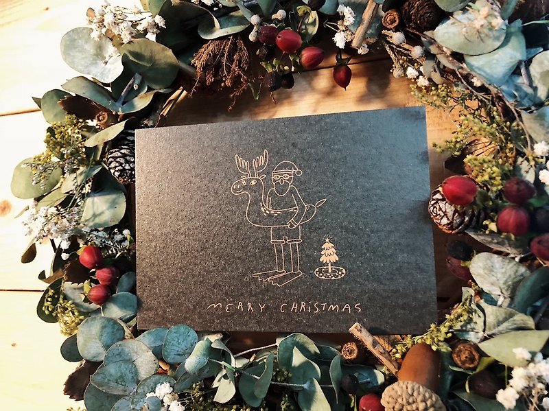 (2 in) Go swimming together / Santa Claus and Elk Nori Green-Christmas Postcard - การ์ด/โปสการ์ด - กระดาษ สีเขียว