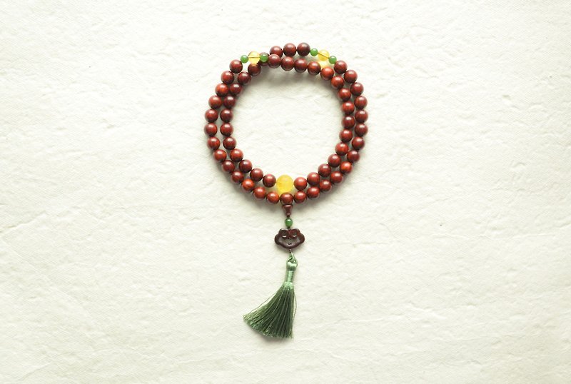 [Small-leaf red sandalwood rosary] Natural Indian small-leaf red sandalwood 10mm54 hand-held prayer beads - Bracelets - Wood Red