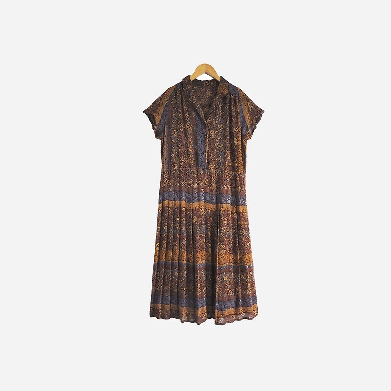 Discolored Vintage / Totem Print Sleeveless Dress no.566 vintage - ชุดเดรส - วัสดุอื่นๆ สีนำ้ตาล