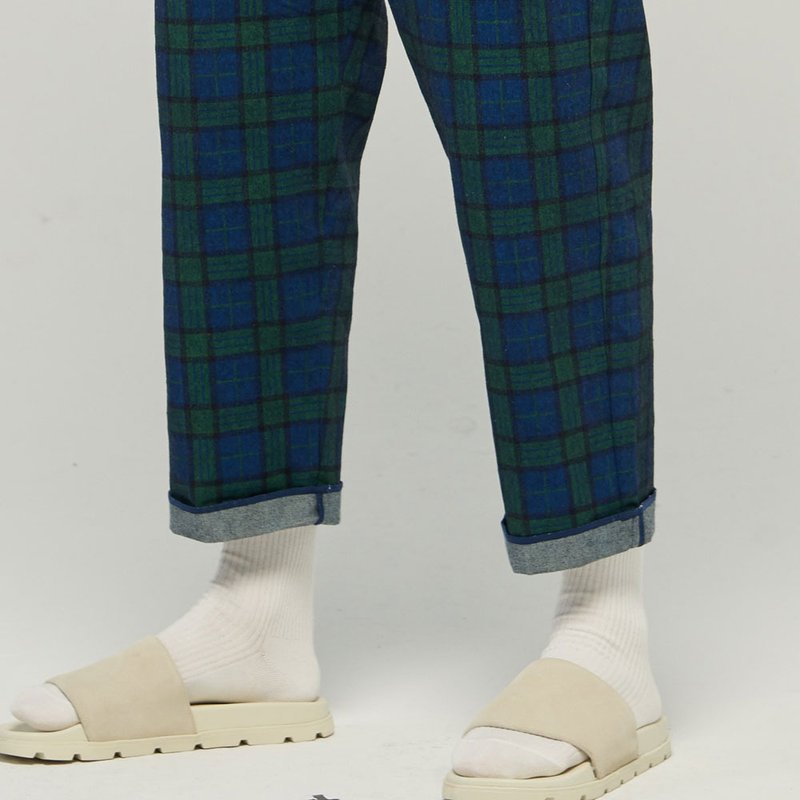 Stone@s  Loose Cropped Jeans in Black / 格紋丹寧牛仔褲 九分 - 男長褲/休閒褲 - 棉．麻 藍色