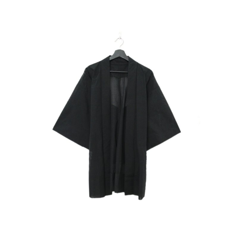 Back to Green-日本透膚羽織 咖色 小車線 tf-10/vintage kimono - 女大衣/外套 - 絲．絹 