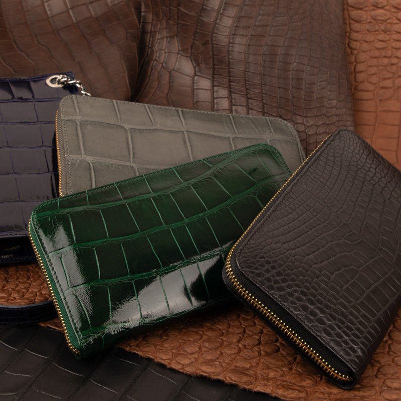 Crocodile Leather Zipper long wallet, Alligator Wallet Long Clip (Customizable) - Wallets - Genuine Leather Multicolor