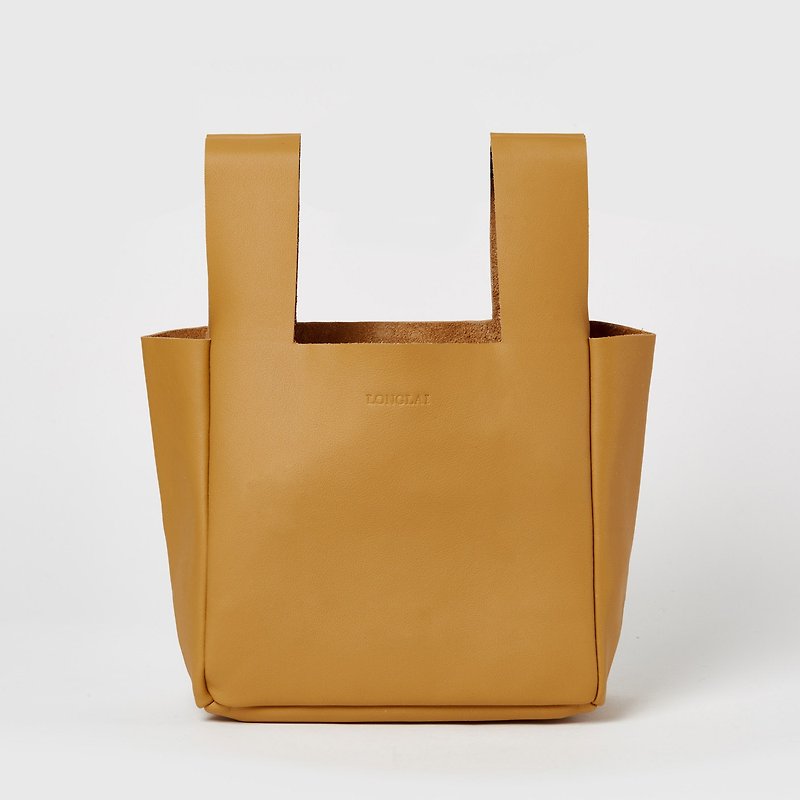 LONGLAI JEKYLL & HYDE SMALL TOTE BAG CUSTARD - Handbags & Totes - Genuine Leather Yellow