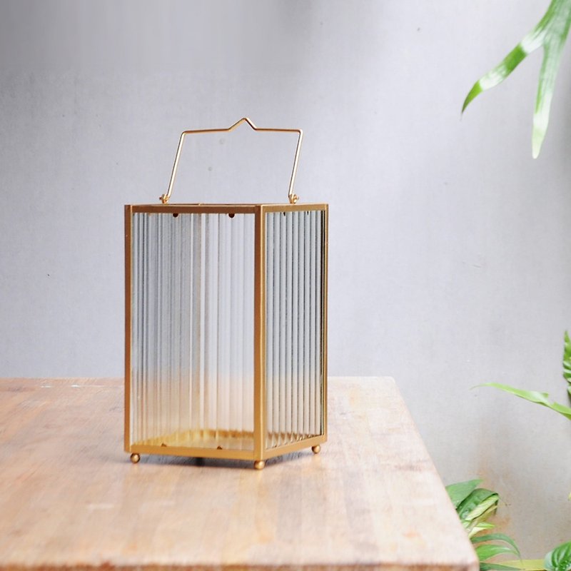 [Rose Gold] Square Retro Glass Candle Lamp - Lighting - Glass Gold