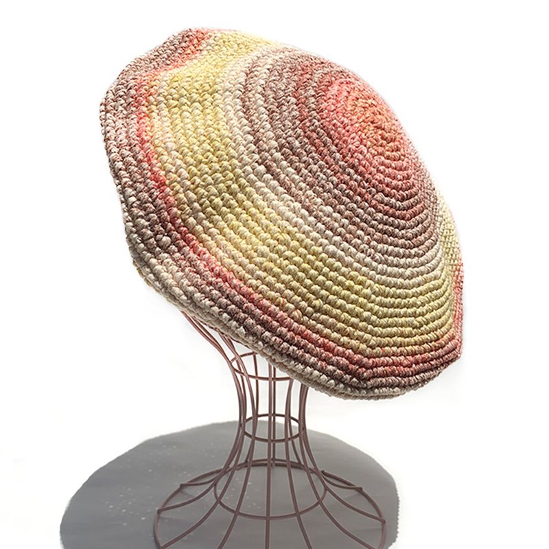 【クロシェタム】 PINORI FILATI  スペースダイ タム ベレー オレンジ系 - 帽子 - 棉．麻 橘色