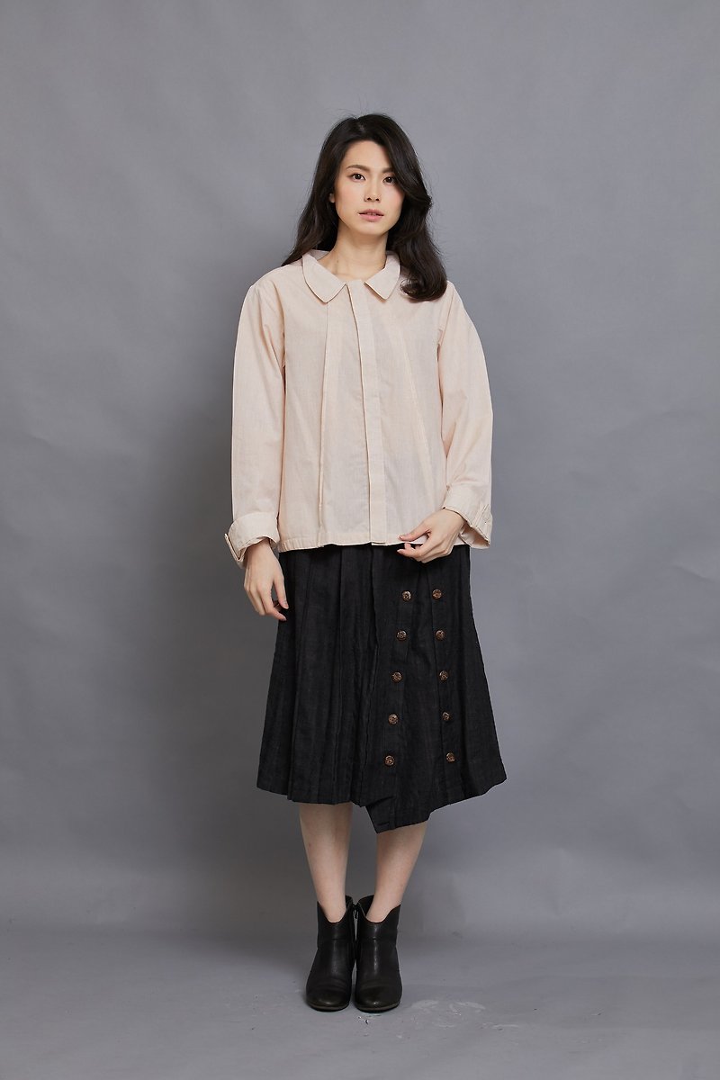 Triangle pleats shirt- long sleeves-rose-fair trade - Women's Shirts - Cotton & Hemp White
