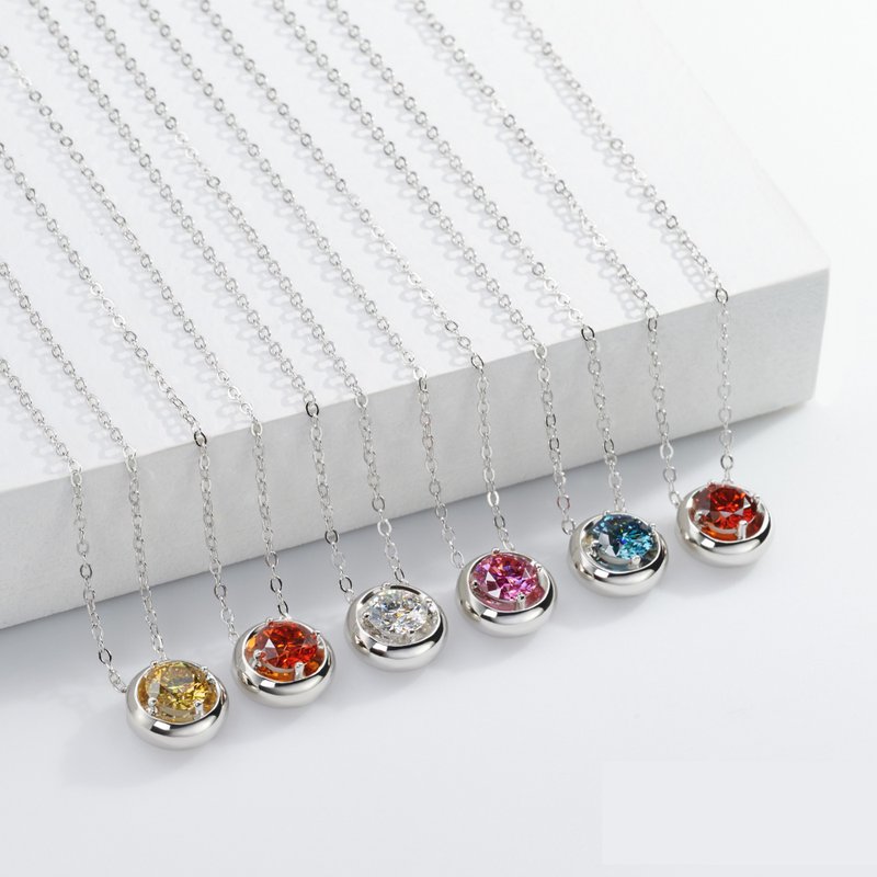 0.5ct/1.0ct莫桑石項鍊 多色可选 訂婚項鍊  結婚項鍊 - 項鍊 - 鑽石 