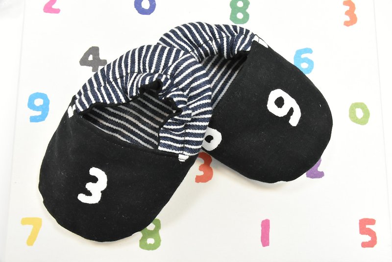 Classic digital black / hand made toddler shoes - Baby Shoes - Cotton & Hemp Black