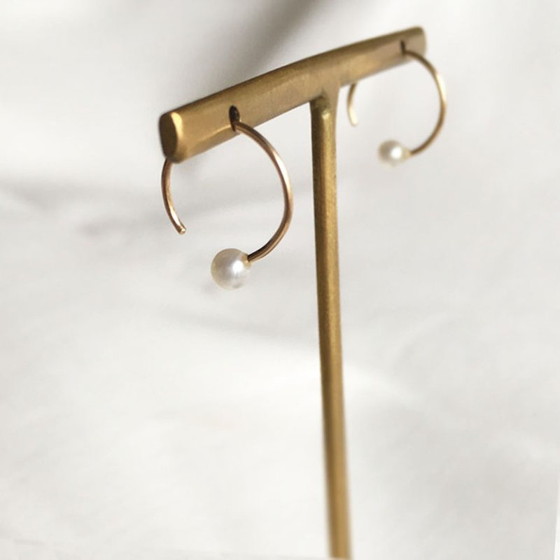 K14gf Dainty Pearl Stud Earrings 2Way - ピアス・イヤリング - 真珠 ホワイト