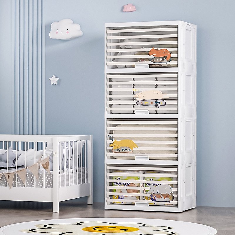 Yeya Yeya 58-sided wide-speed group type illustration wind front lift four-layer storage cabinet (4 high lift)-3 colors optional - กล่องเก็บของ - พลาสติก 