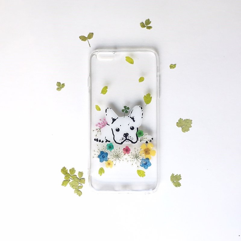 Animal series hand-painted mobile phone case lying in the sea of flowers - เคส/ซองมือถือ - พืช/ดอกไม้ หลากหลายสี