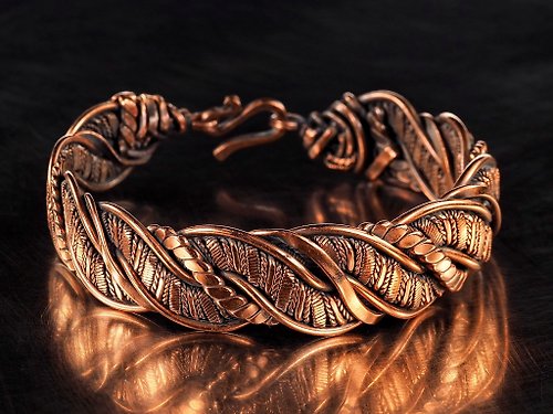 Wire Wrap Art 獨特的銅線纏繞手鍊 個性純銅手鐲 手工編織線工匠