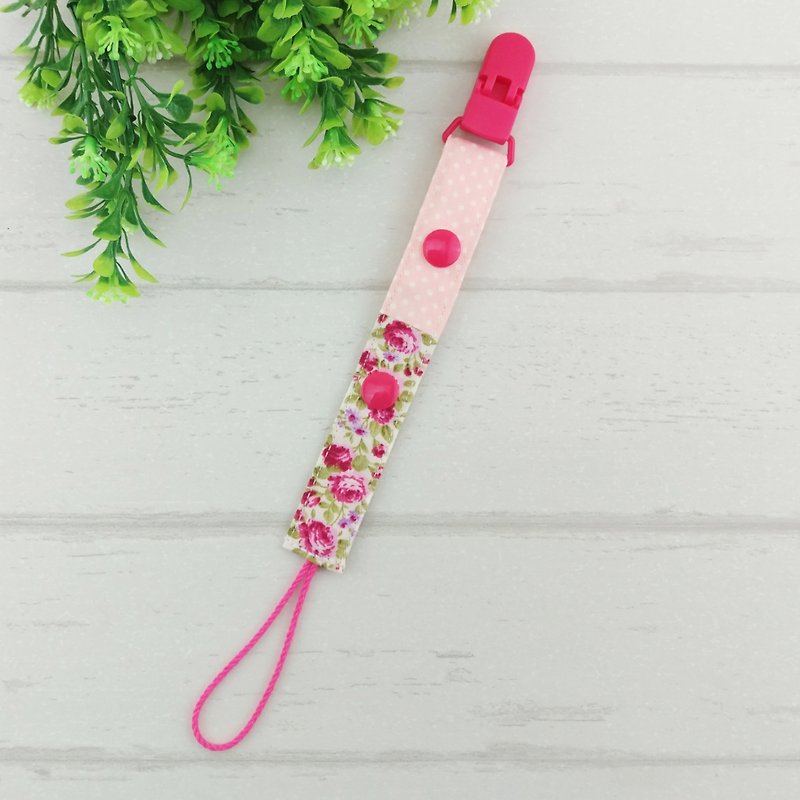 Vintage roses. 2-length manual pacifier chain (for vanilla pacifiers for general pacifiers) - ขวดนม/จุกนม - ผ้าฝ้าย/ผ้าลินิน สึชมพู