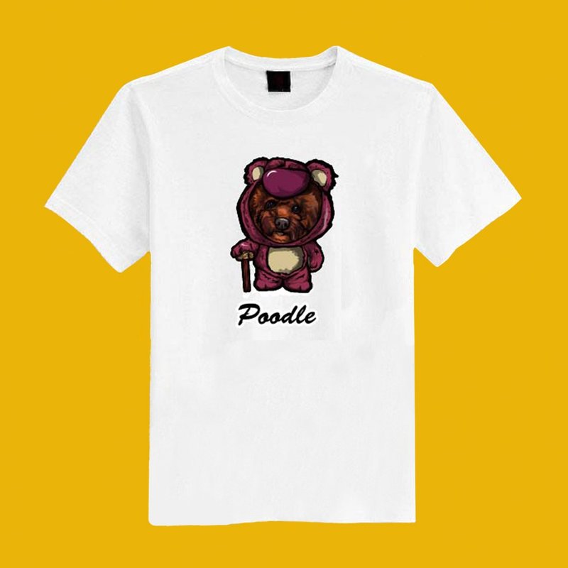 ベアハッグ兄弟レッドプードルイラストホワイトショートT服Tシャツカップル服子供服母子服 - Tシャツ - コットン・麻 ホワイト