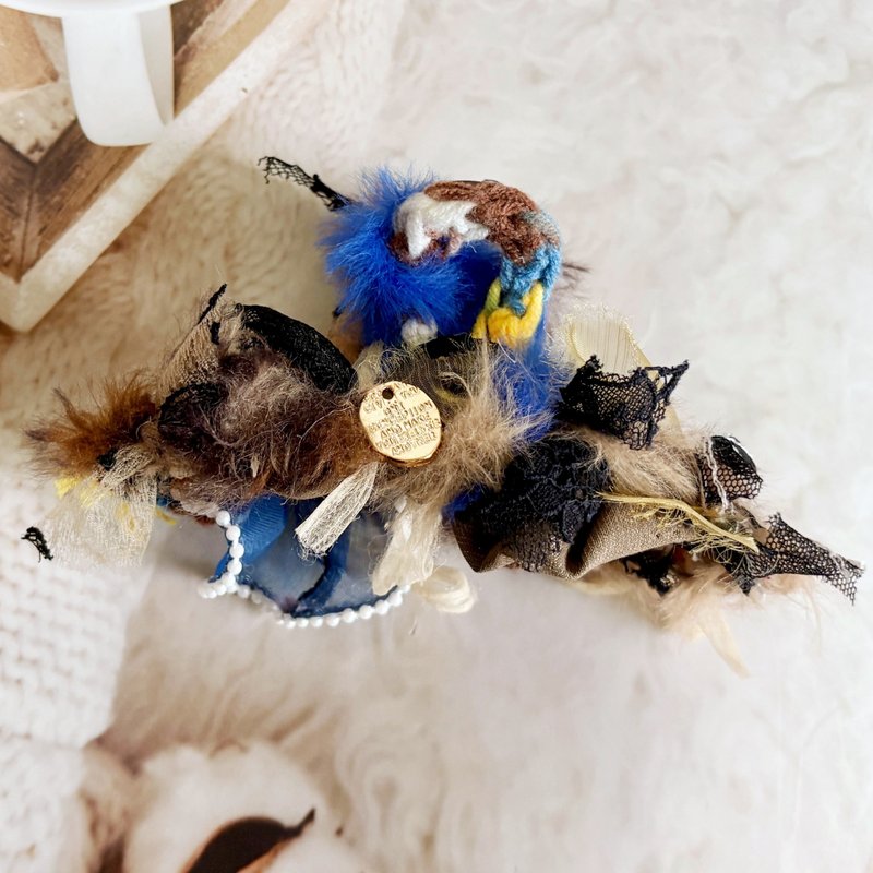 手編みヘアクリップ / 毛糸のバンスクリップ 髪飾り ヘアクリップ ヘッドドレス アップヘア - ヘアアクセサリー - その他の素材 ブルー