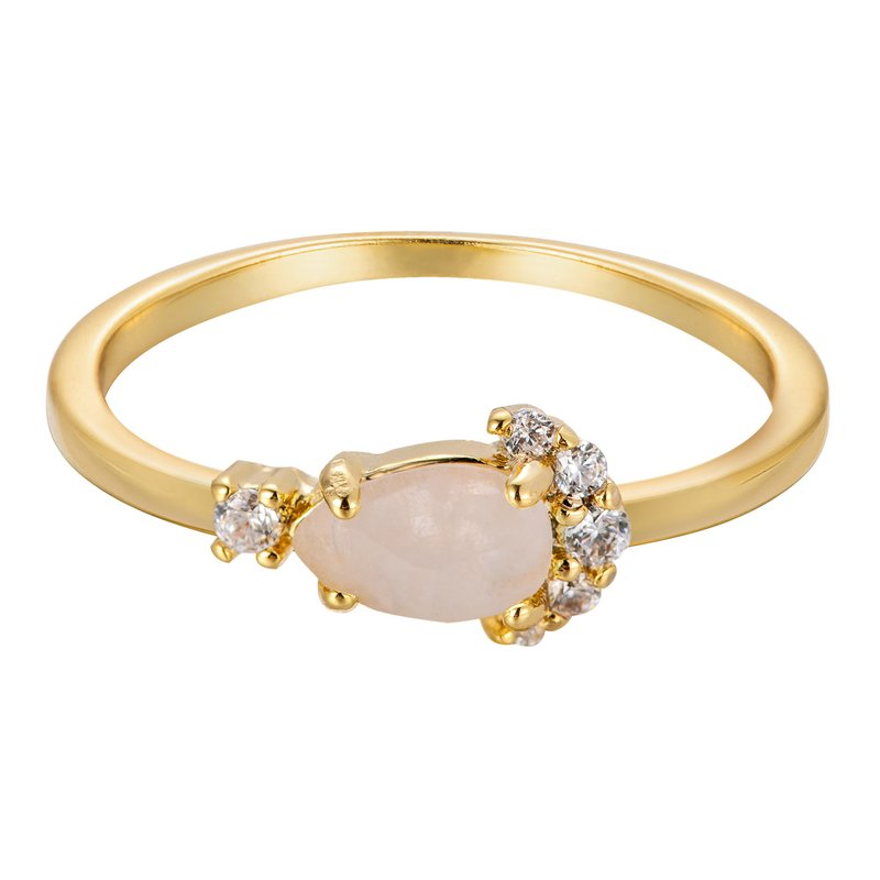 Daydreamer moonstone ring classic rose cut pear-shaped semi-precious stone precision plated 14k gold - General Rings - Semi-Precious Stones White